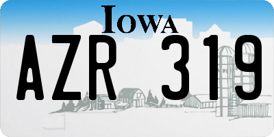 IA license plate AZR319