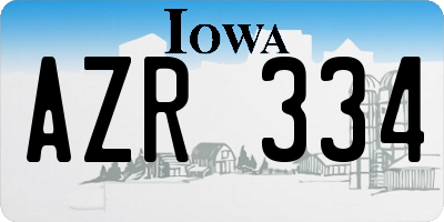 IA license plate AZR334