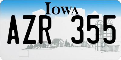 IA license plate AZR355