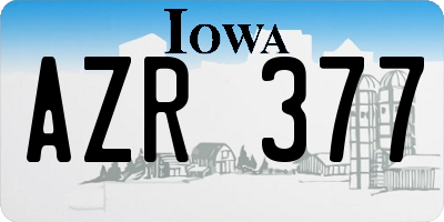 IA license plate AZR377