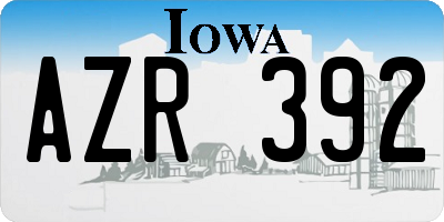IA license plate AZR392