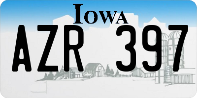 IA license plate AZR397
