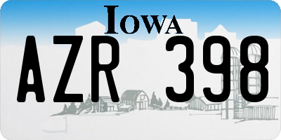 IA license plate AZR398