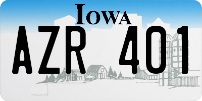 IA license plate AZR401