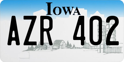 IA license plate AZR402