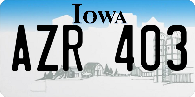 IA license plate AZR403