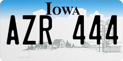 IA license plate AZR444