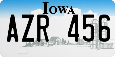 IA license plate AZR456