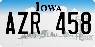 IA license plate AZR458