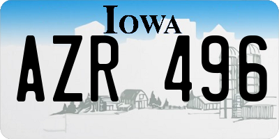IA license plate AZR496