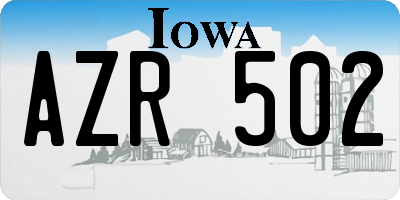 IA license plate AZR502