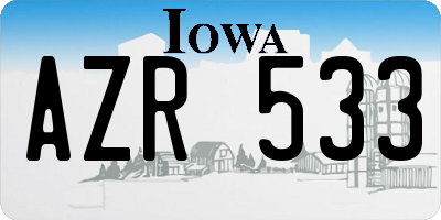 IA license plate AZR533