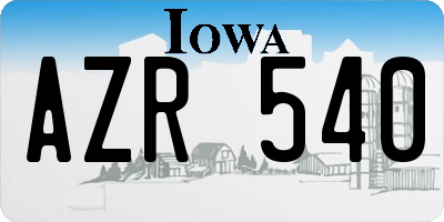 IA license plate AZR540