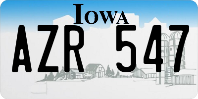 IA license plate AZR547