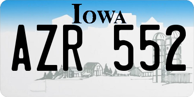 IA license plate AZR552