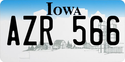 IA license plate AZR566