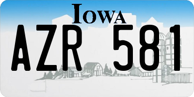 IA license plate AZR581