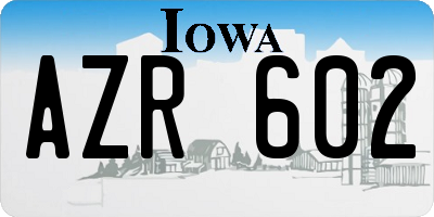 IA license plate AZR602