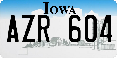 IA license plate AZR604