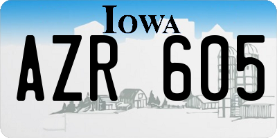 IA license plate AZR605