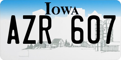 IA license plate AZR607