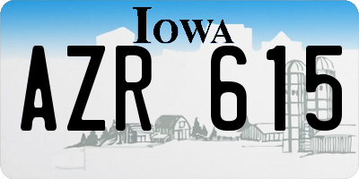 IA license plate AZR615
