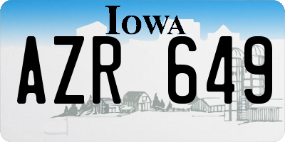 IA license plate AZR649