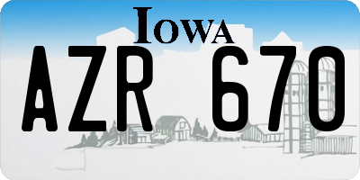 IA license plate AZR670