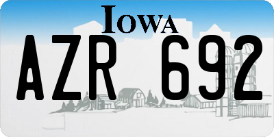 IA license plate AZR692