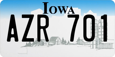 IA license plate AZR701