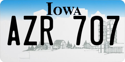 IA license plate AZR707