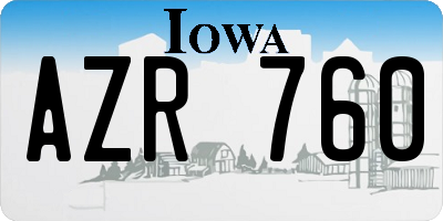 IA license plate AZR760