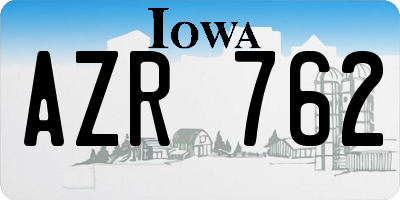 IA license plate AZR762