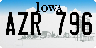 IA license plate AZR796