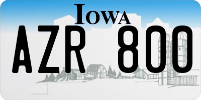IA license plate AZR800