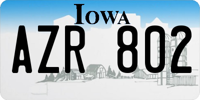 IA license plate AZR802