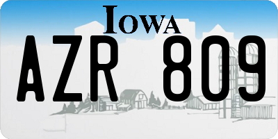 IA license plate AZR809