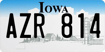 IA license plate AZR814