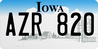IA license plate AZR820