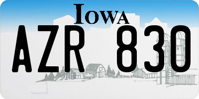 IA license plate AZR830