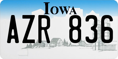 IA license plate AZR836
