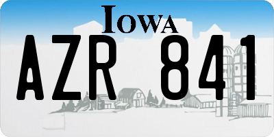 IA license plate AZR841