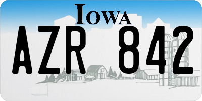 IA license plate AZR842