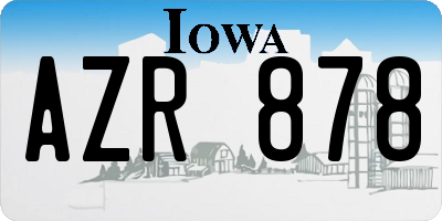 IA license plate AZR878