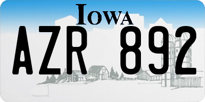 IA license plate AZR892