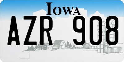 IA license plate AZR908