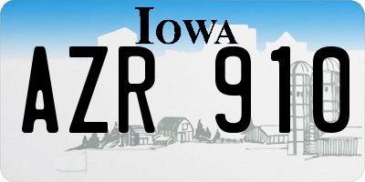 IA license plate AZR910
