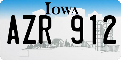 IA license plate AZR912