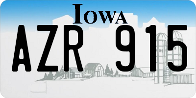 IA license plate AZR915