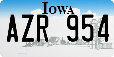 IA license plate AZR954